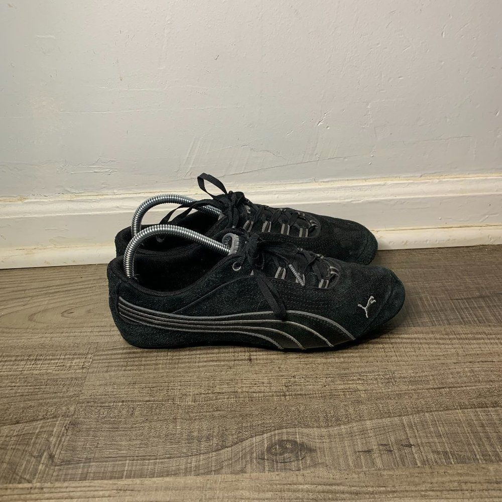 Puma Womens Sports Lifestyle Black Sued Low Top Running Shoes Size UK 7